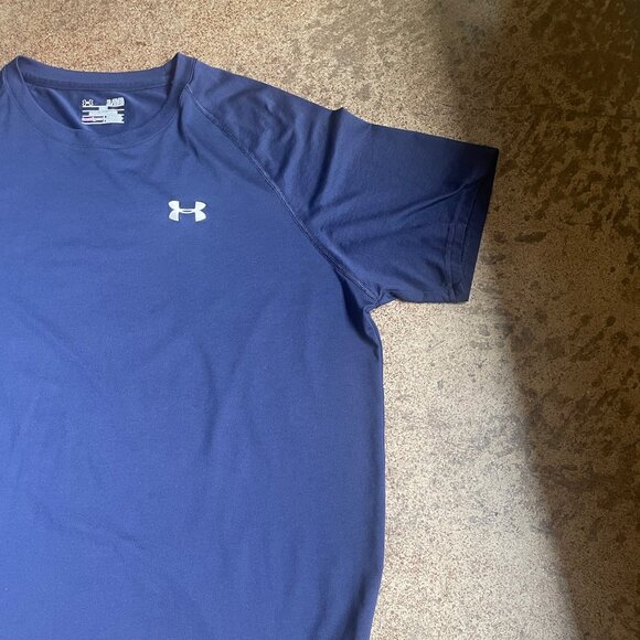 Under Armour HeatGear Navy Blue T-Shirt - Picture 3 of 9